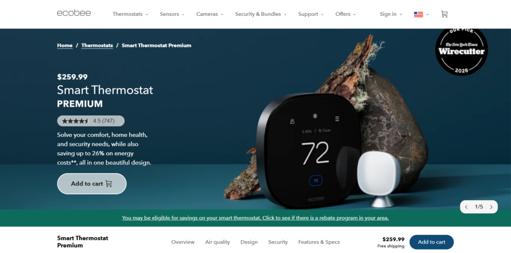 Ecobee Smart Thermostat Premium