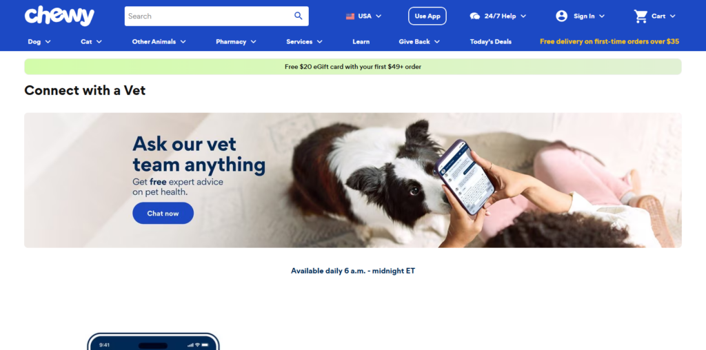 10 Best AI Veterinary Telehealth Apps for Pets 8 Chewy Connect with a Vet
