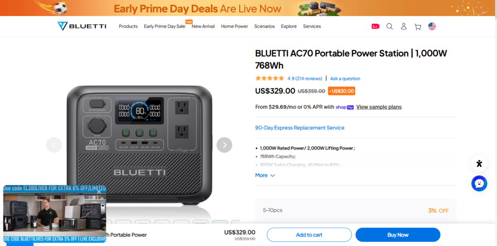 10 Best Portable Solar Generators for Off-Grid Overlanding 7 Bluetti AC70