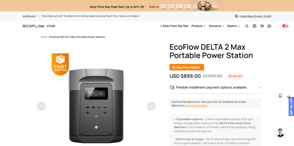 10 Best Portable Solar Generators for Off-Grid Overlanding 6 EcoFlow Delta 2 Max