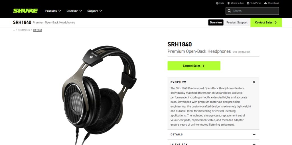 10 Best Open-Back Studio Headphone High-Fidelity Mixing Pro 11 Shure SRH1840