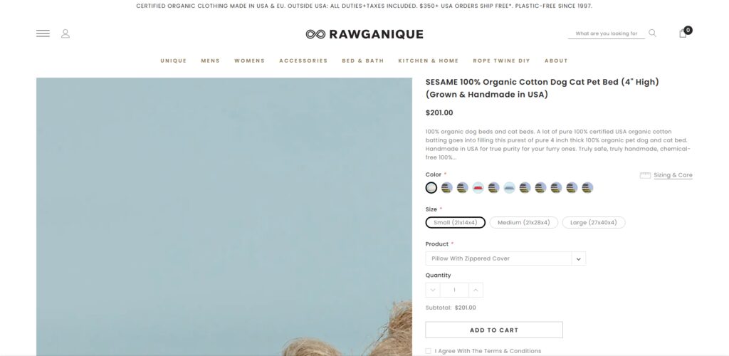 Rawganique Organic Pet Bed