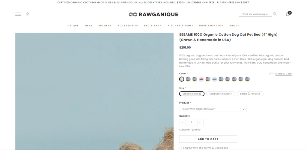 Rawganique Organic Pet Bed
