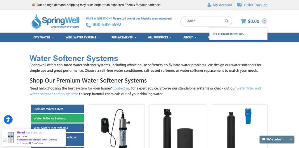SpringWell WSSS Salt-Based Water Softener System