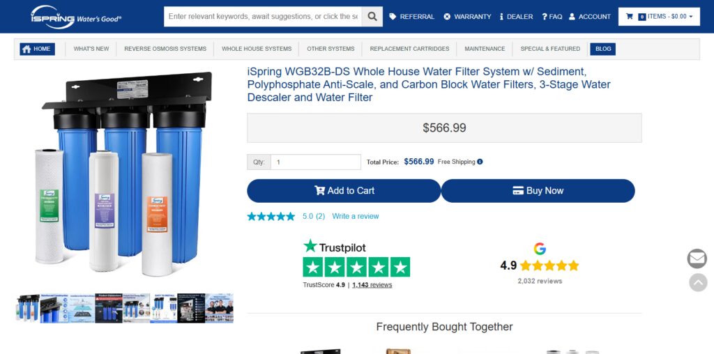 iSpring WGB32B with Smart Leak Detection 