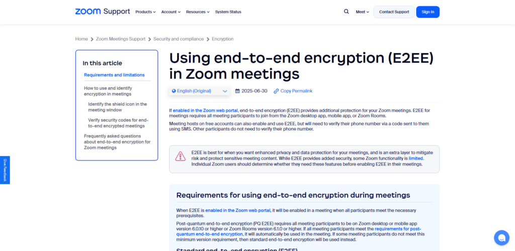 Zoom E2EE for Business