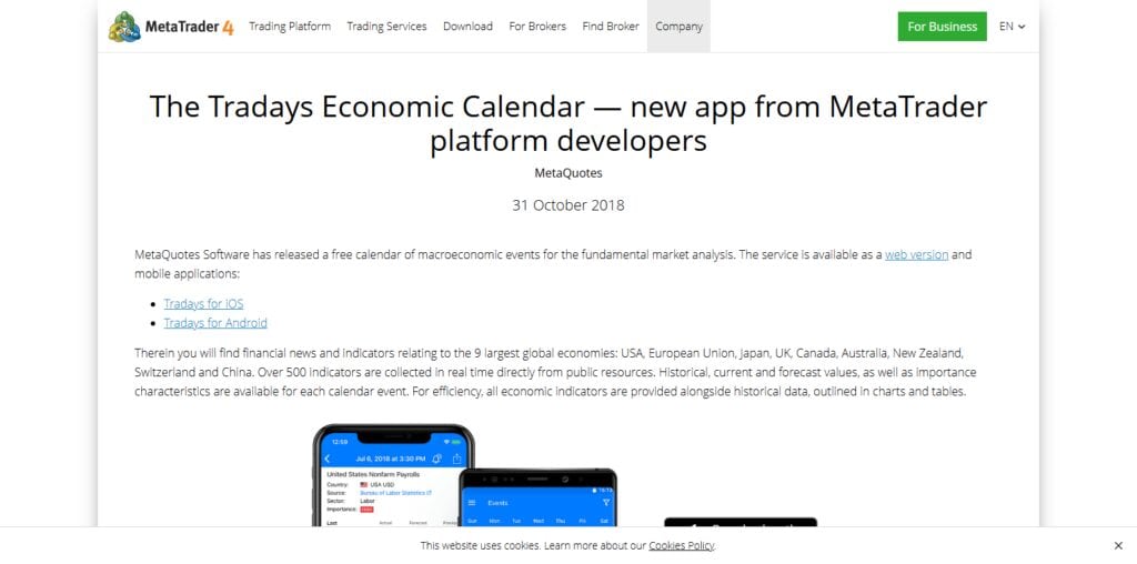 MetaTrader Economic Calendar