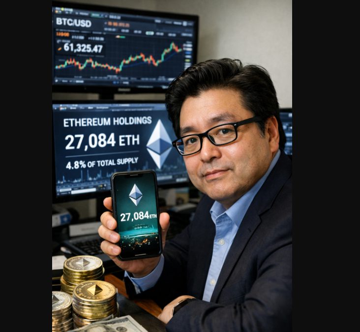 Tom Lee’s Bitmine Buys 27,084 ETH, Nears 5% ETH Supply