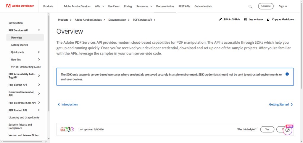 Adobe PDF Services API