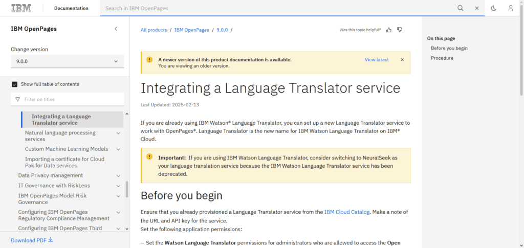 IBM Watson Language Translator API