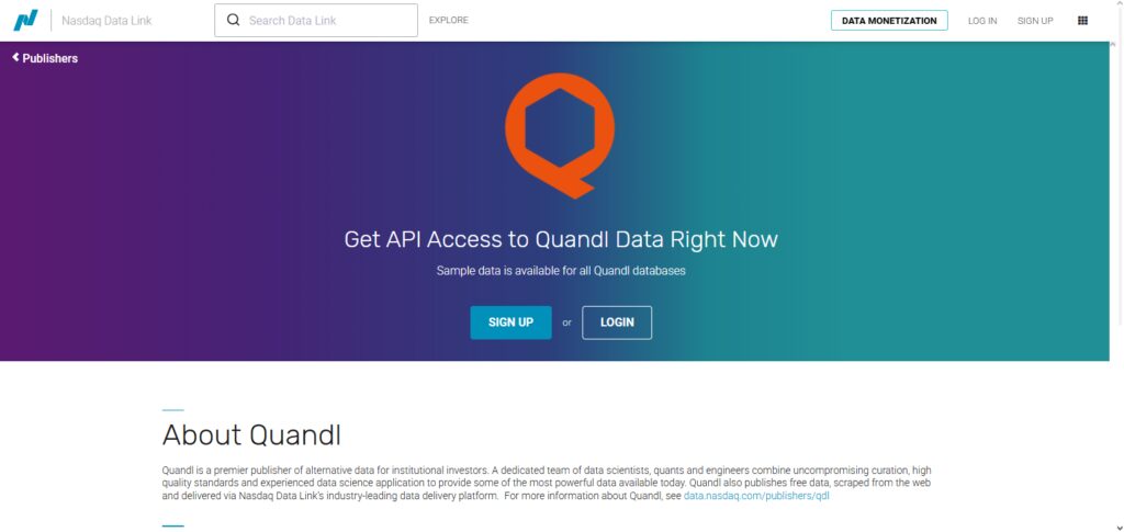 Quandl (Nasdaq Data Link) API