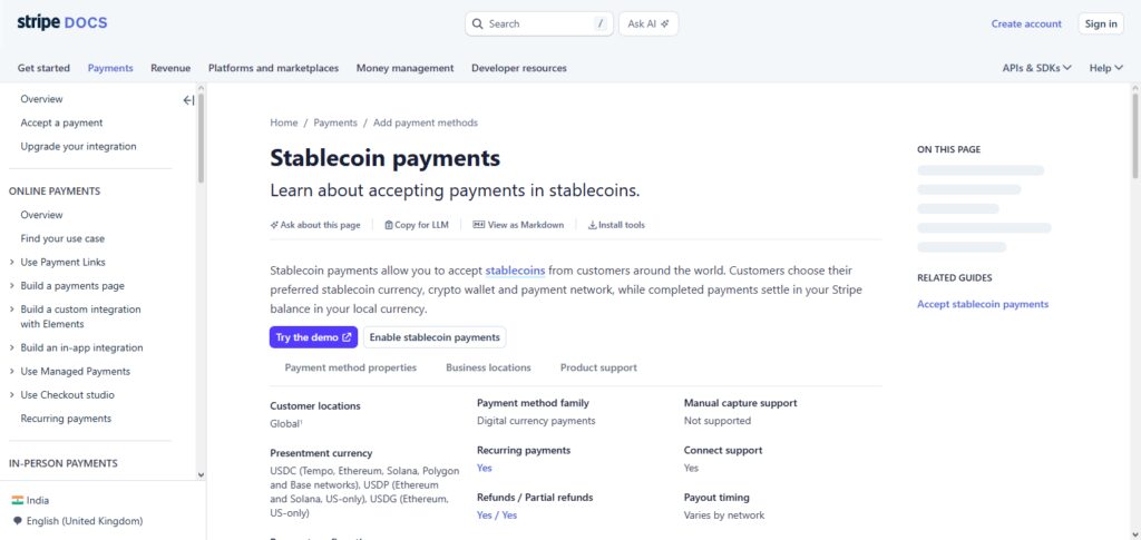 Stripe Stablecoin Checkou