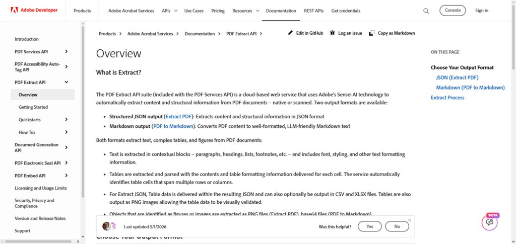 Adobe PDF Extract API