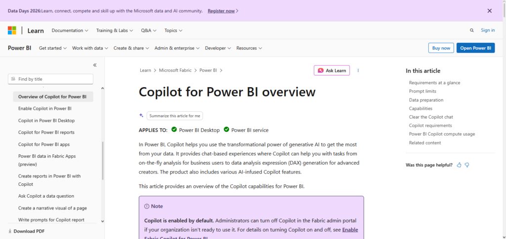 Microsoft Power BI + Copilot