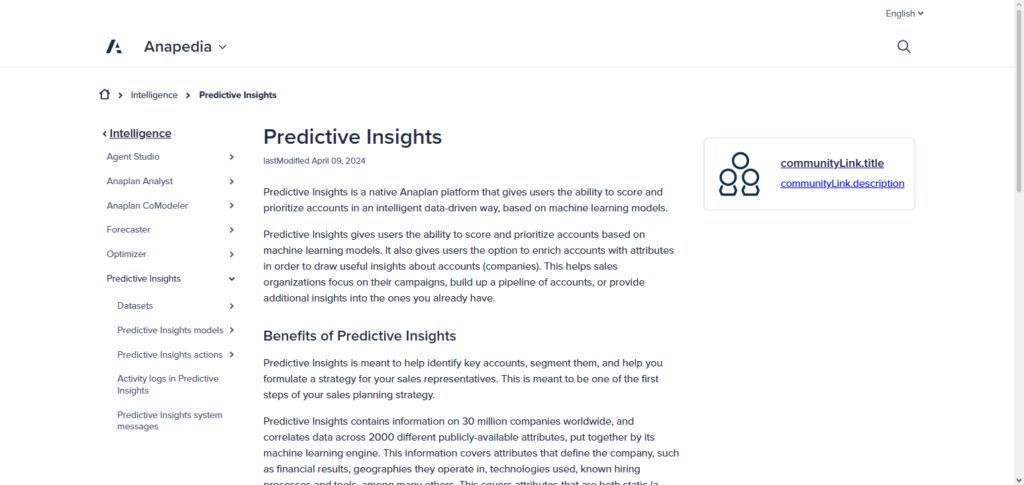 Anaplan Predictive Insights
