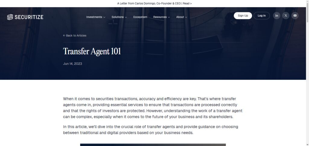 Securitize Transfer Agent