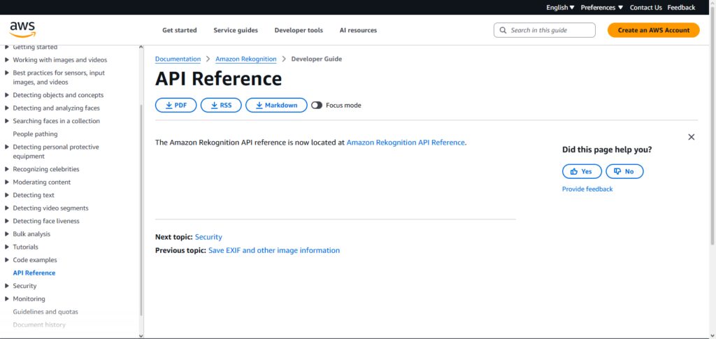Amazon Rekognition API