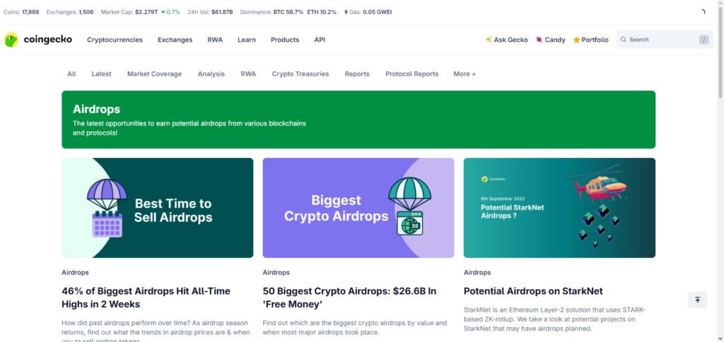  CoinGecko Airdrops