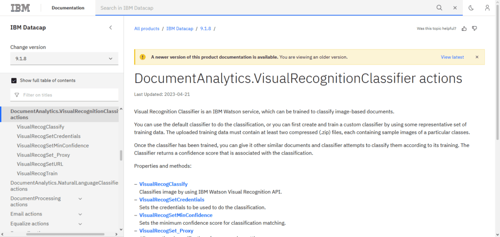 IBM Watson Visual Recognition API