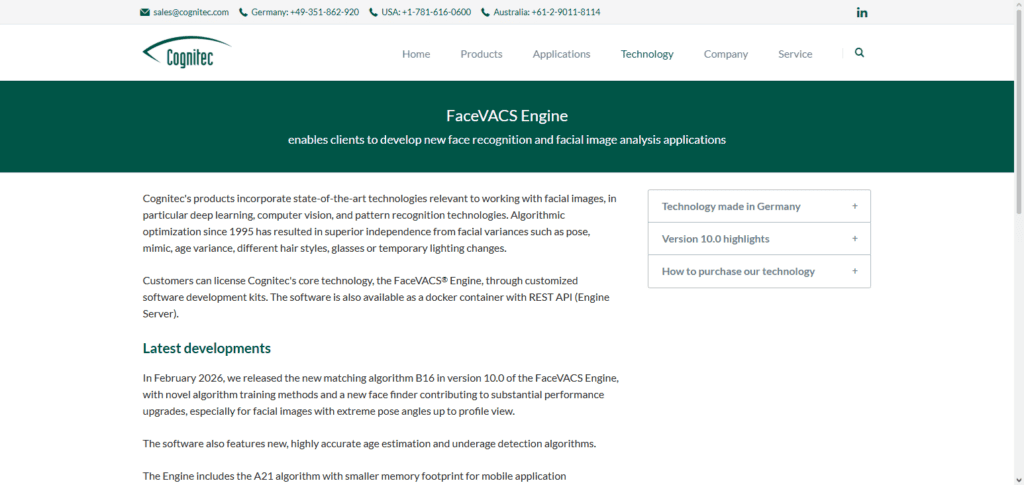 Cognitec FaceVACS API