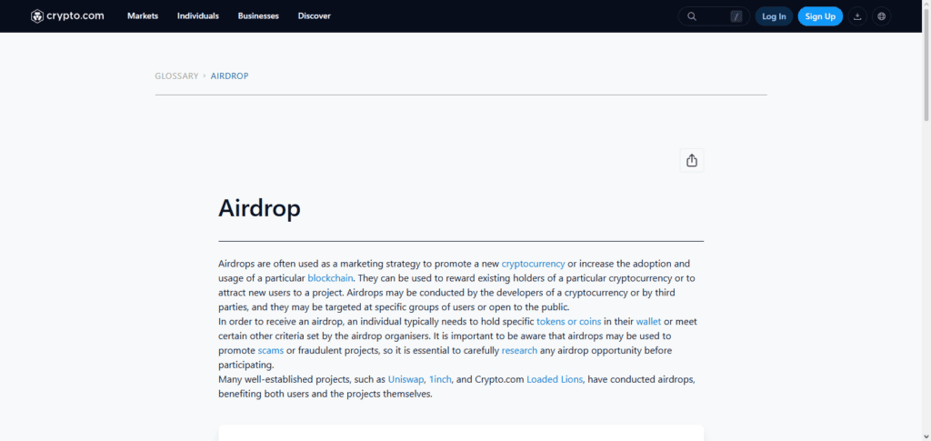  Crypto.com Airdrops