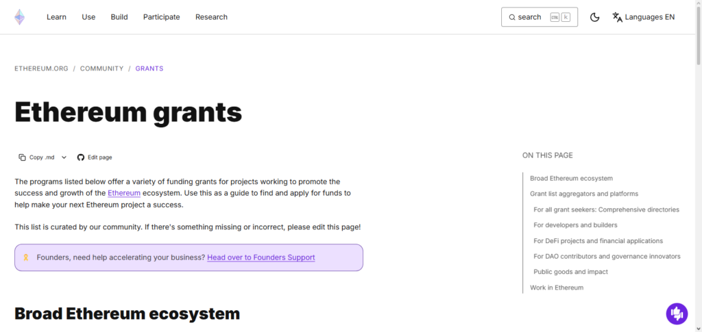 10 Best Crypto Ecosystem Grants to Fund Web3 Projects 2 Ethereum Foundation Grants