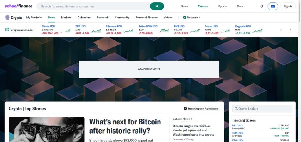 Yahoo Finance Crypto PR