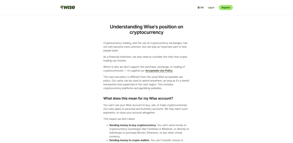 Wise Crypto Transfers