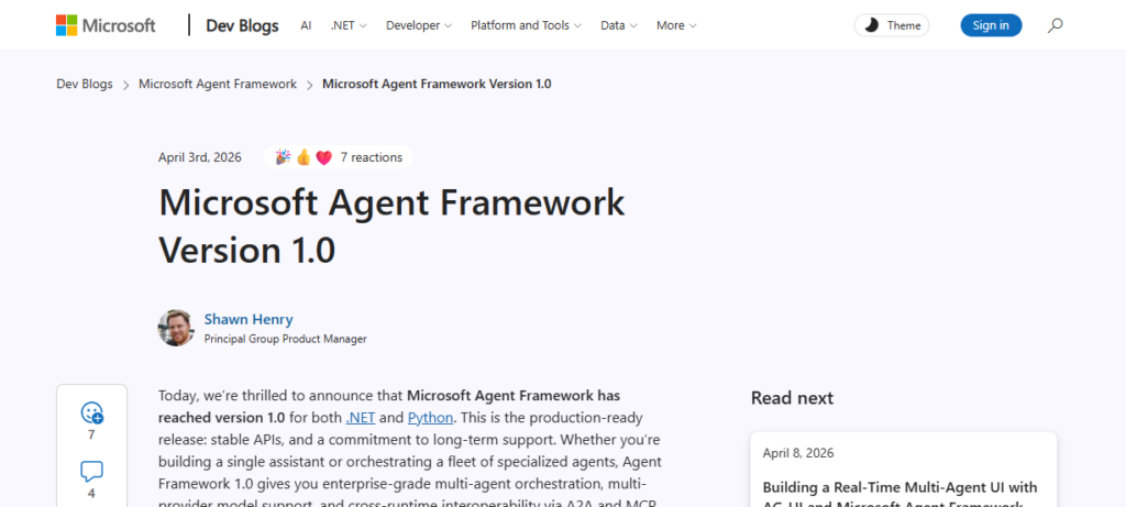 Microsoft Agent Framework 1.0