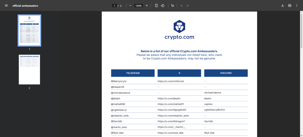 Crypto.com Ambassadors