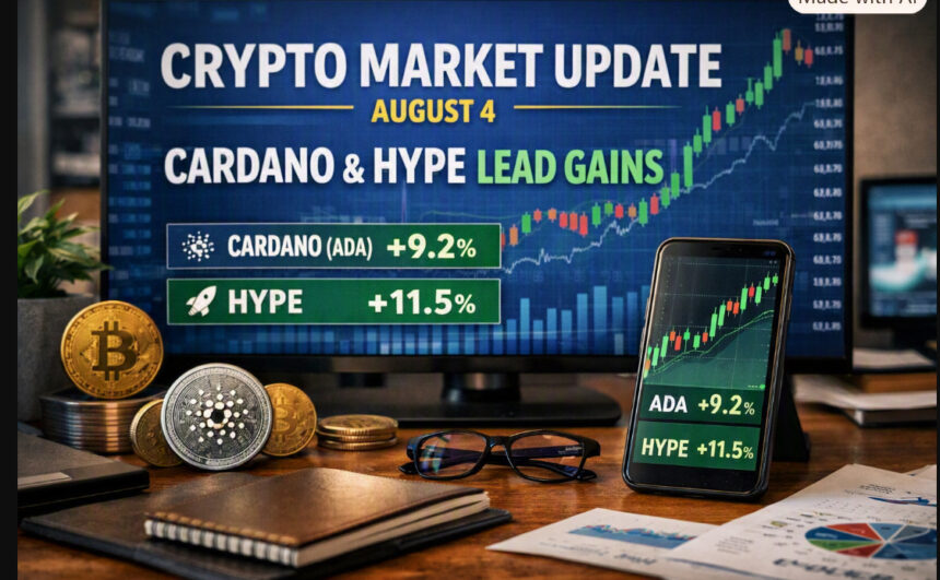 Crypto Market Update Aug 4: Cardano & HYPE Lead Gains