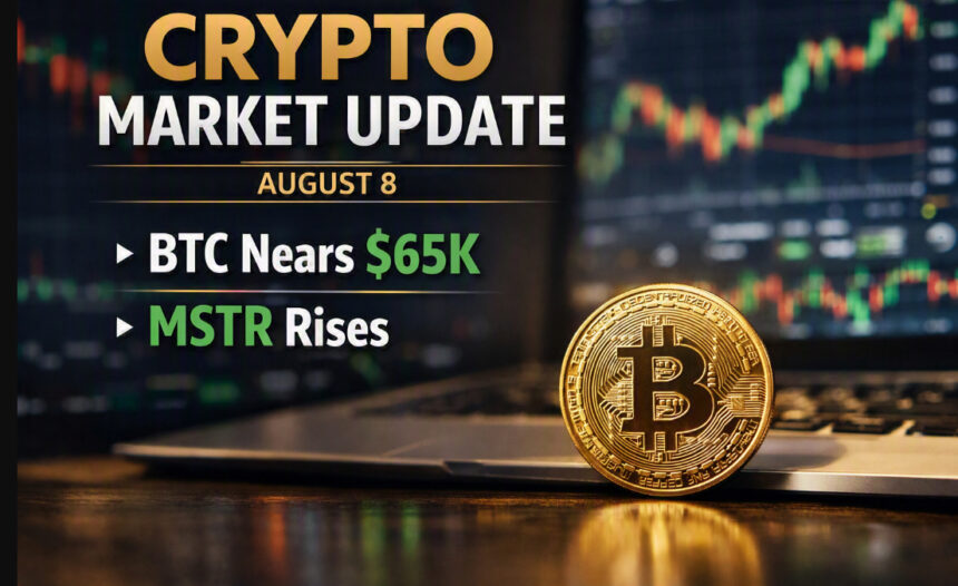 Crypto Market Update August 8: BTC Nears $65K, MSTR Rises