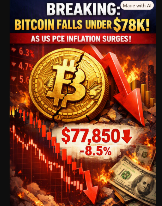 Breaking: Bitcoin Falls Under $78K as US PCE Inflation Surges