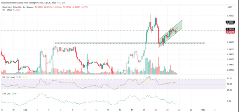 DOGE Price Climbs But Pulls Back From $0.10
