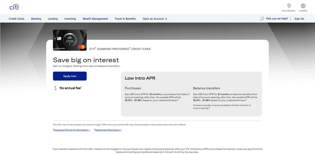 Citi Diamond Preferred® Card