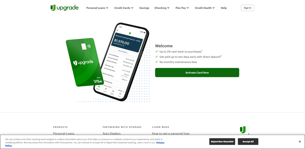Upgrade Rewards Checking Debit Card