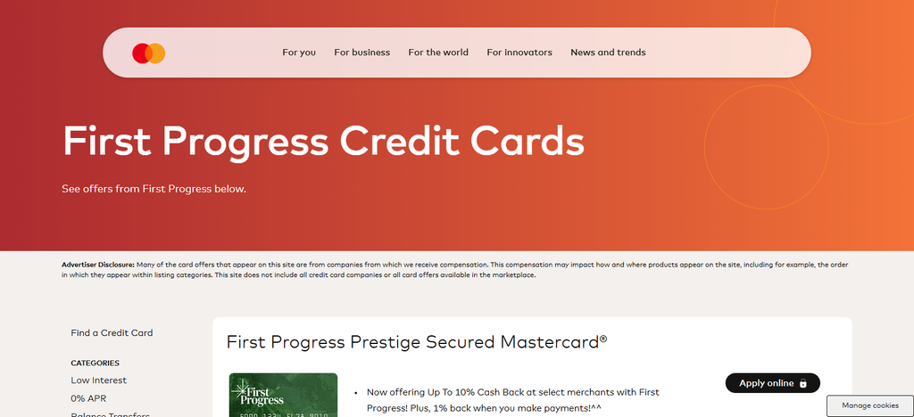 First Progress Platinum Select Secured Mastercard®