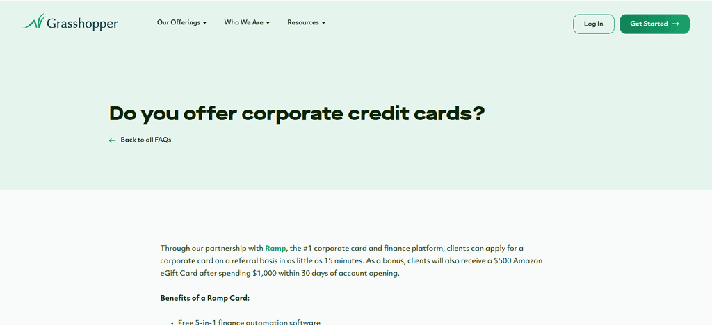 Grasshopper Business Credit Card