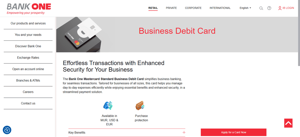 Business Debit Card North One