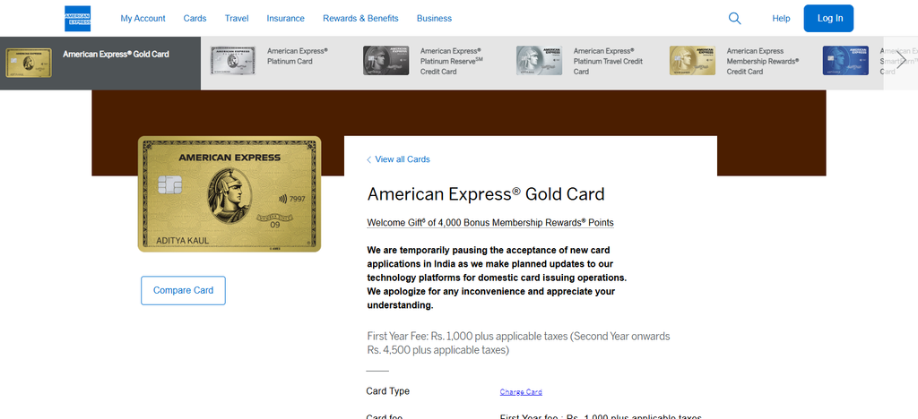 American Express® Gold Card – Dining and Everyday Rewards