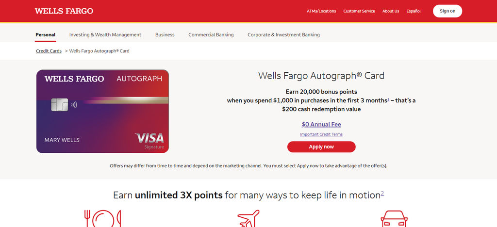 Wells Fargo Autograph® Card  
