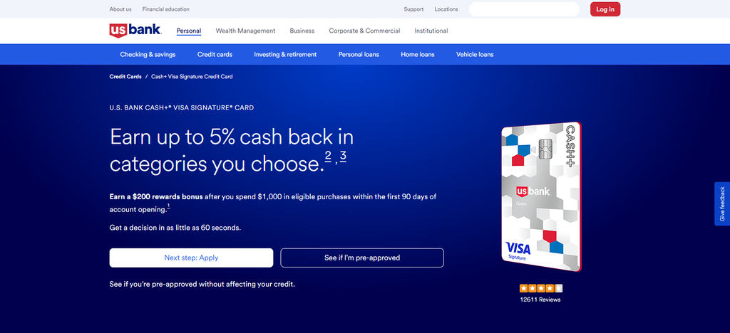 U.S. Bank Cash+® Visa Signature® Card  