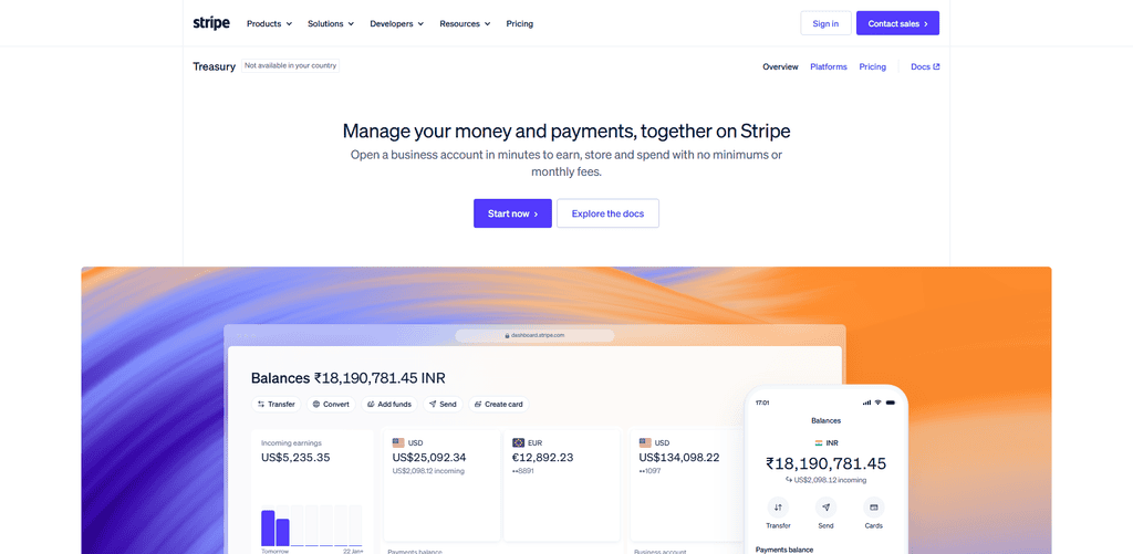 Stripe treasury