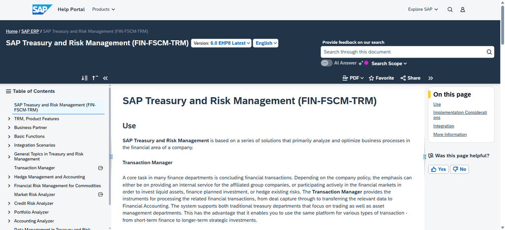  SAP Treasury and Risk Management