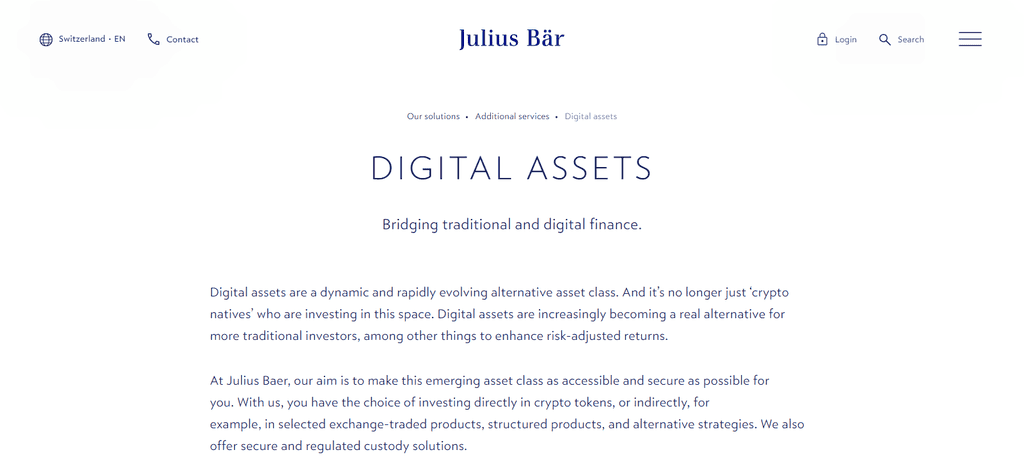 Julius Baer Digital Asset Services