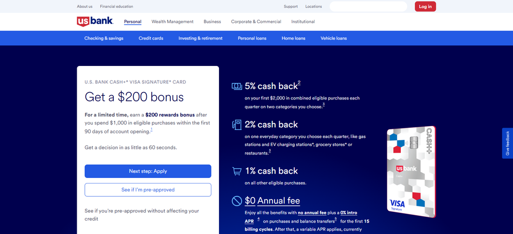 U.S. Bank Cash+ Visa Signature Card