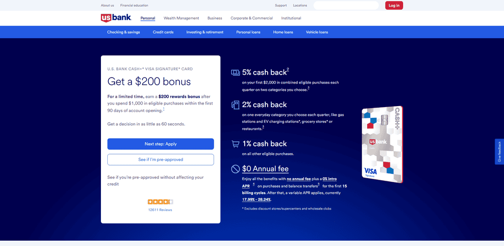 U.S. Bank Cash+® Visa Signature® Card