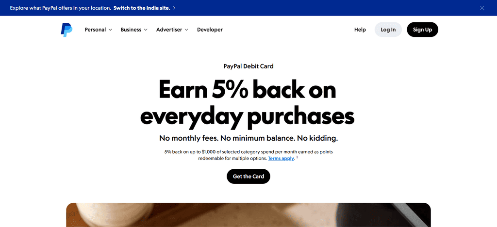 Debit Card via PayPal