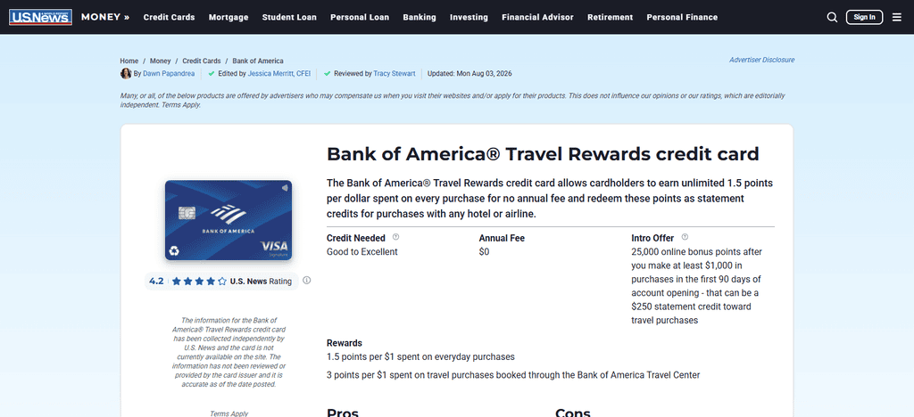 “Bank of America® Travel Rewards Credit Card”