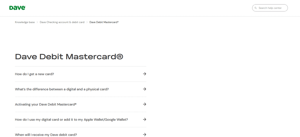 Dave Debit Mastercard®